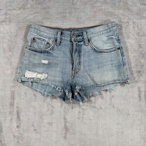 Levi's Shorts Womens 26 Blue Light Wash 501 Original Distressed Raw Hem Cutoffs